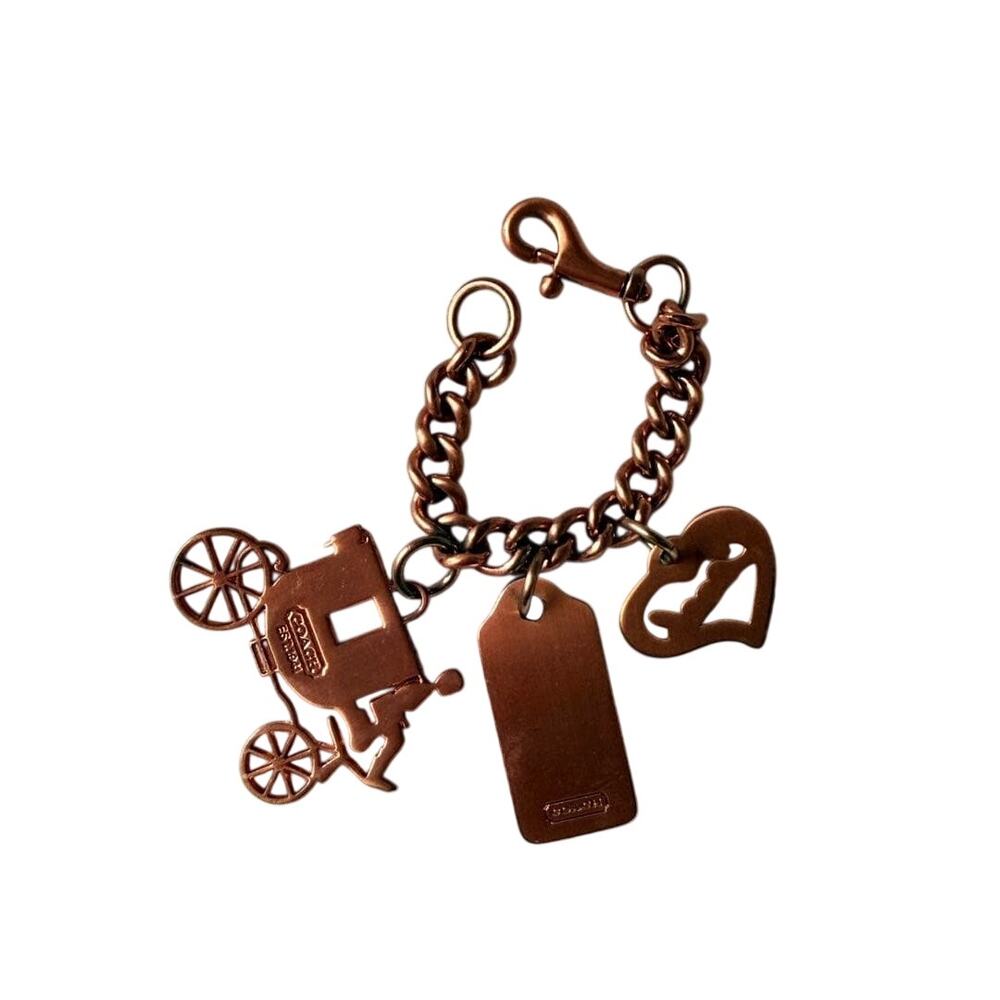 Coach Horse & Carriage Copper Charm Bracelet Keychain